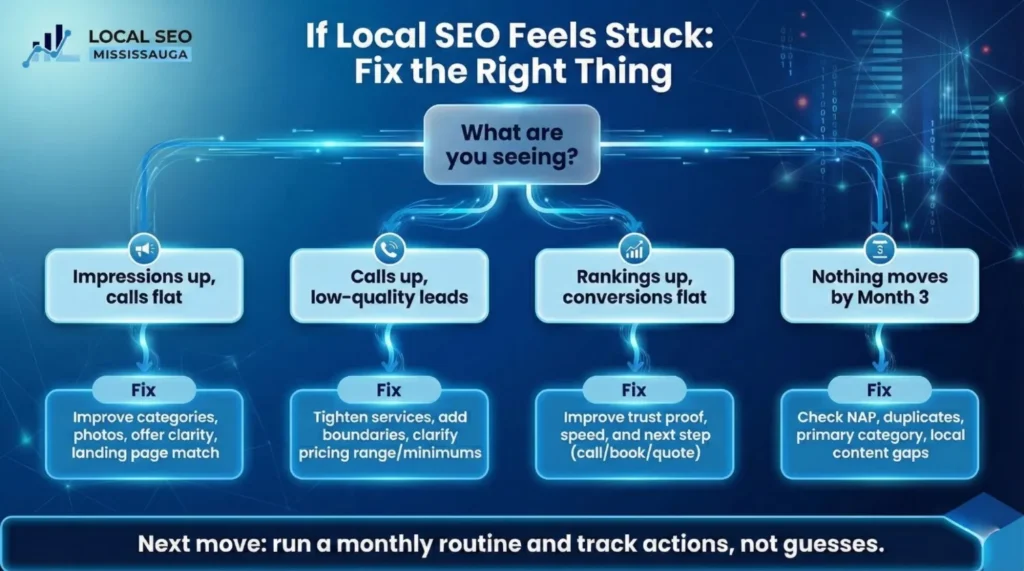 infographics about how to fix the things when you stuck in local seo