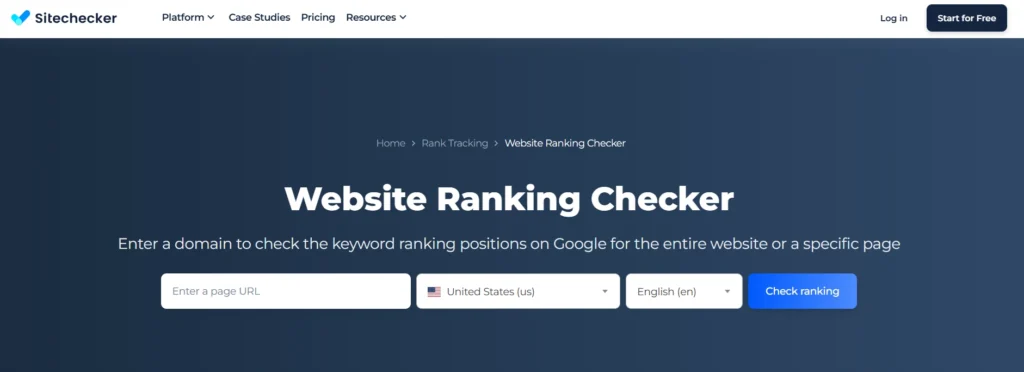 SiteChecker’s rank checker tool